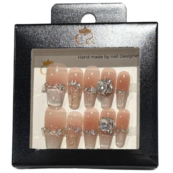 Picture of CROWN HAND PAINTED PRESS-ON NAILS STYLE GD2425