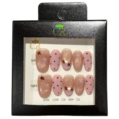 Picture of CROWN HAND PAINTED PRESS-ON NAILS STYLE G450