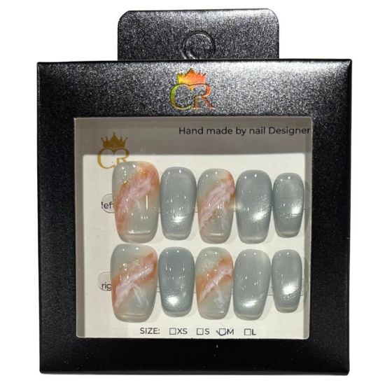 Picture of CROWN HAND PAINTED PRESS-ON NAILS STYLE E424