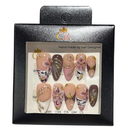 Picture of CROWN HAND PAINTED PRESS-ON NAILS STYLE A534
