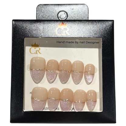 Picture of CROWN HAND PAINTED PRESS-ON NAILS STYLE E530
