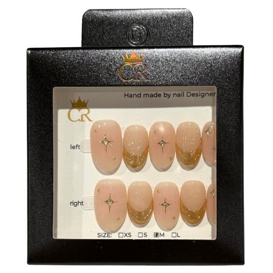 Picture of CROWN HAND PAINTED PRESS-ON NAILS STYLE E521