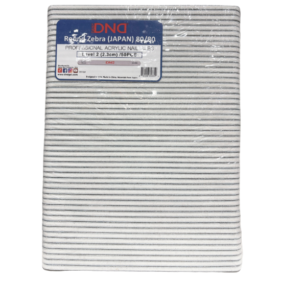 Picture of DND NAIL FILE ROUND ZEBRA 80/80 PACK 50 PCS