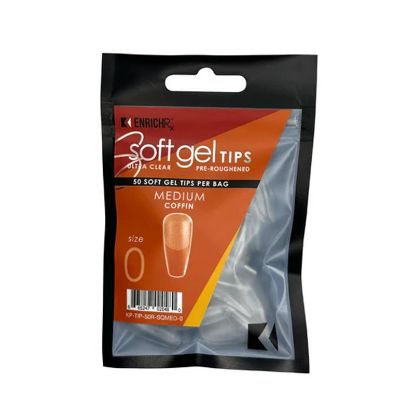 Picture of KUPA GELFINITY ENRICHRX SOFT GEL TIPS - REFILL - COFFIN MEDIUM - SIZE 0 - 50 PACK