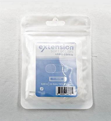 Picture of REVEL SOFT GEL TIP REFILL LONG COFFIN #8 50PCS
