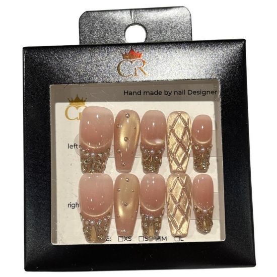 Picture of CROWN HAND PAINTED PRESS-ON NAILS STYLE GD24148