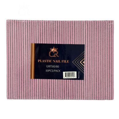 Picture of CROWN ZEBRA PLASTIC NAIL FILE - JUMBO 80/80 PINK 2.5MM PACK 50PCS CN
