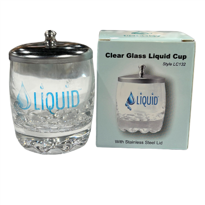 Picture of BERKELEY CLEAR GLASS LIQUID CUP WITH STAINLESS STEEL LID LC132