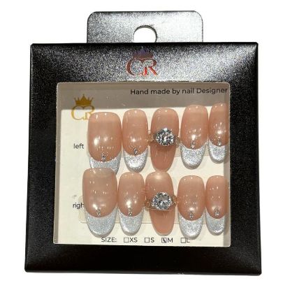 Picture of CROWN HAND PAINTED PRESS-ON NAILS STYLE D386