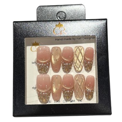 Picture of CROWN HAND PAINTED PRESS-ON NAILS STYLE GD24149