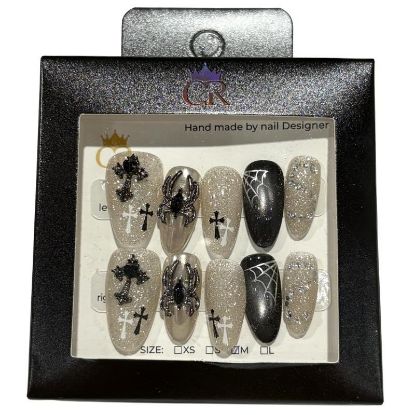 Picture of CROWN HAND PAINTED PRESS-ON NAILS STYLE GD24143