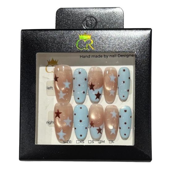 Picture of CROWN HAND PAINTED PRESS-ON NAILS STYLE D616