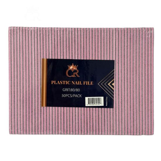 Picture of CROWN ZEBRA PLASTIC NAIL FILE - JUMBO 80/80 PINK 2.5MM PACK 50PCS CN