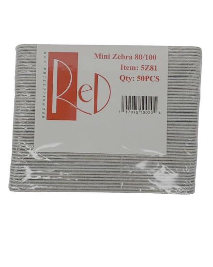Picture of RED MINI DISPOSABLE ZEBRA FILES 80/100 COARSE 1 PACK OF 50 PCS