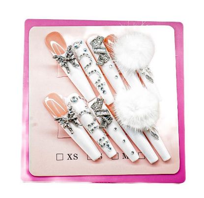 Picture of CROWN HAND PAINTED PRESS-ON NAILS EXTRA LONG - STYLE 17