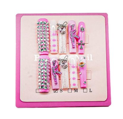 Picture of CROWN HAND PAINTED PRESS-ON NAILS EXTRA LONG - STYLE 10