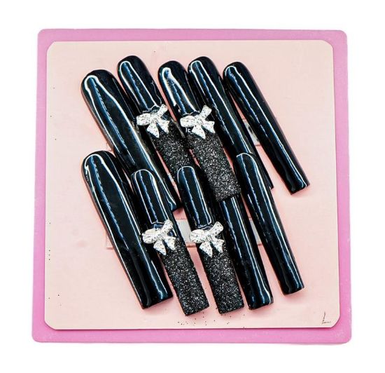 Picture of CROWN HAND PAINTED PRESS-ON NAILS EXTRA LONG - STYLE 8