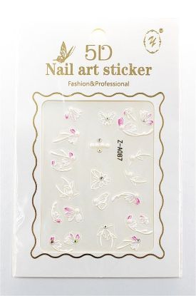 Picture of 5D NAIL ART STICKER PINK AND WHITE BUTTERFLIES - Z-A087