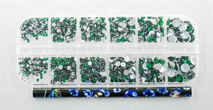Picture of GREEN RHINESTONES WITH PICKER 12PC