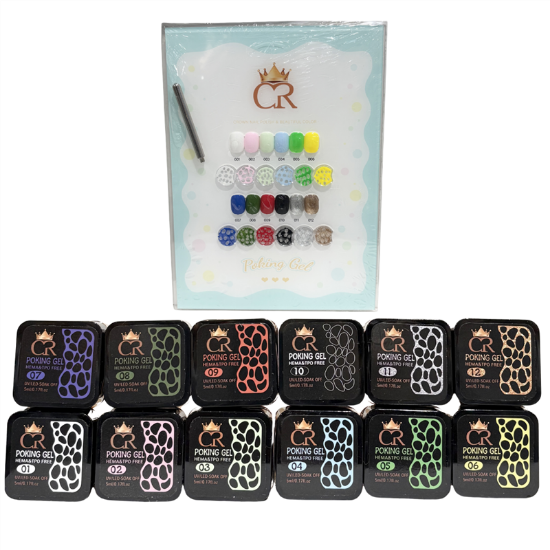 Picture of CROWN POKING GEL SET OF 12 COLORS WITH COLOR CHART