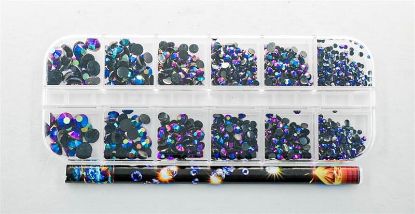 Picture of PURPLE IRIDESCENT RHINESTONES WITH PICKER 12PC