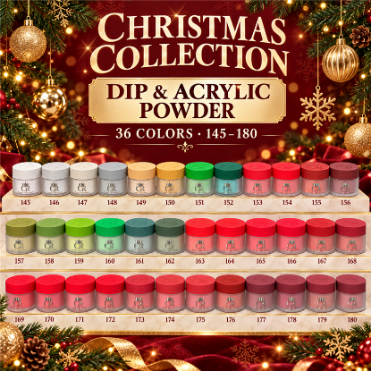 Picture of CROWN COLLECTION HEMA & TPO FREE DIP & ACRYLIC POWDER SET 36 COLORS - CHRISTMAS