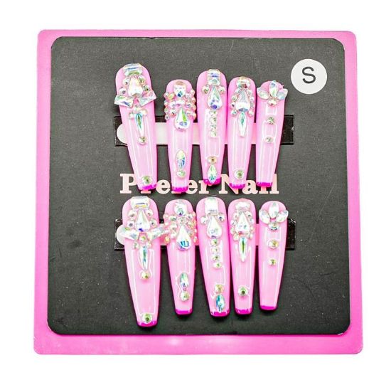 Picture of CROWN HAND PAINTED PRESS-ON NAILS EXTRA LONG - STYLE 11