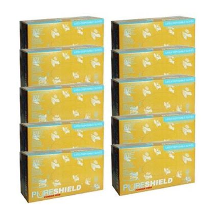 Picture of PURE SHIELD L LATEX POWDER FREE DISPOSABLE GLOVES CASE OF 10 BOXES - 100 PCS EACH BOX 10 BOXES