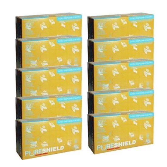Picture of PURE SHIELD L LATEX POWDER FREE DISPOSABLE GLOVES CASE OF 10 BOXES - 100 PCS EACH BOX 10 BOXES