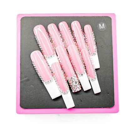 Picture of CROWN HAND PAINTED PRESS-ON NAILS EXTRA LONG - STYLE 2