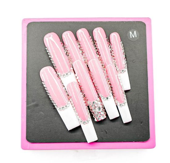 Picture of CROWN HAND PAINTED PRESS-ON NAILS EXTRA LONG - STYLE 2