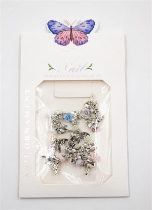 Picture of NAIL ORNAMENT SILVER BUTTERFLY WITH ROSE