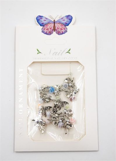 Picture of NAIL ORNAMENT SILVER BUTTERFLY WITH ROSE