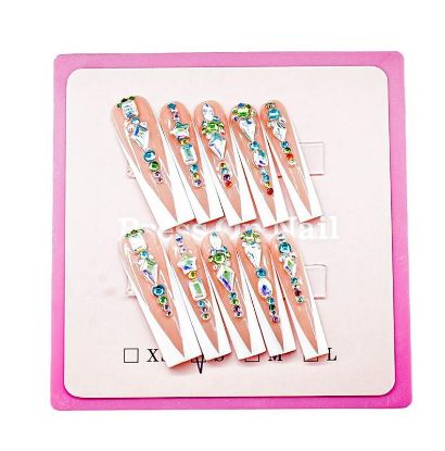 Picture of CROWN HAND PAINTED PRESS-ON NAILS EXTRA LONG - STYLE 1