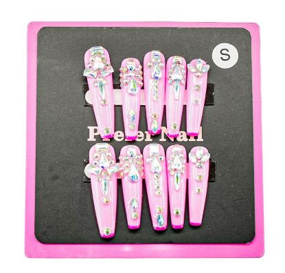 Picture of CROWN HAND PAINTED PRESS-ON NAILS EXTRA LONG - STYLE 11