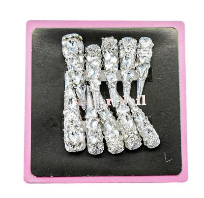 Picture of CROWN HAND PAINTED PRESS-ON NAILS EXTRA LONG - STYLE 15