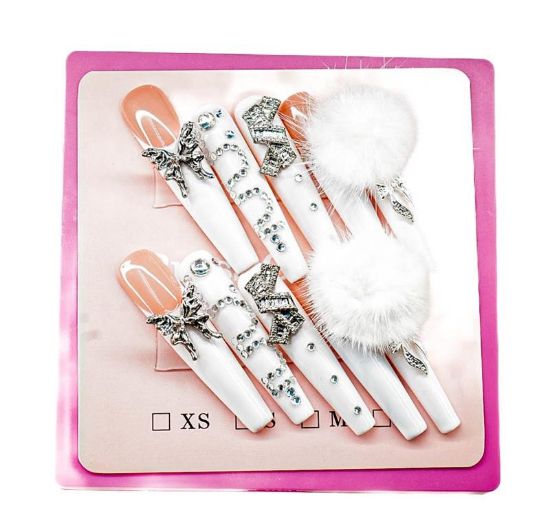 Picture of CROWN HAND PAINTED PRESS-ON NAILS EXTRA LONG - STYLE 17