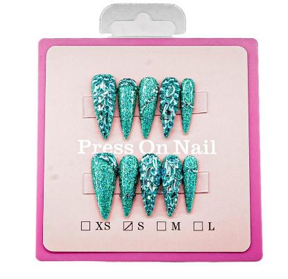 Picture of CROWN HAND PAINTED PRESS-ON NAILS EXTRA LONG - STYLE 4