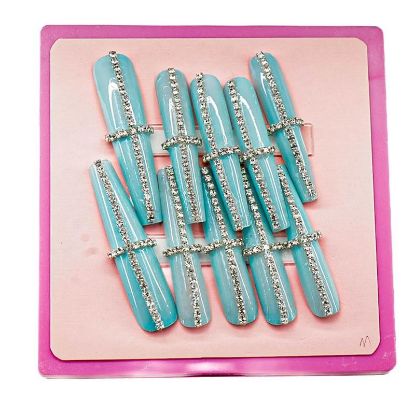 Picture of CROWN HAND PAINTED PRESS-ON NAILS EXTRA LONG - STYLE 6