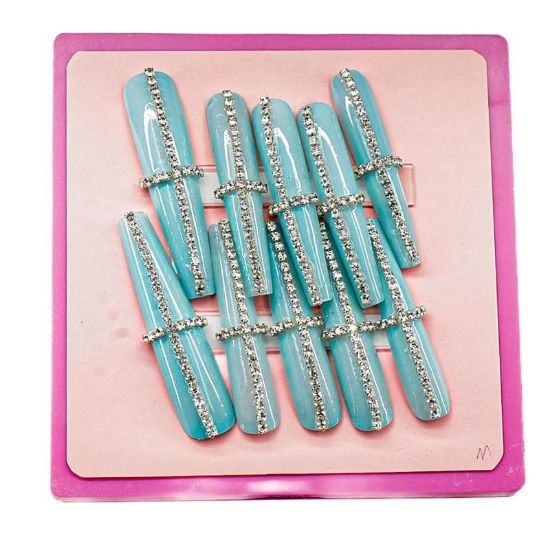 Picture of CROWN HAND PAINTED PRESS-ON NAILS EXTRA LONG - STYLE 6