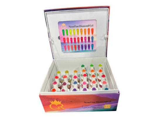 Picture of CROWN NEON FINE DIAMOND GEL COLLECTION SET OF 27 COLORS