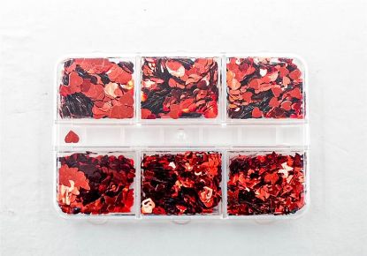 Picture of FASHION JEWELRY RED HEART GLITTER 6PC STYLE 1