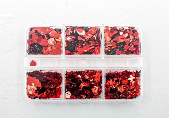 Picture of FASHION JEWELRY RED HEART GLITTER 6PC STYLE 1