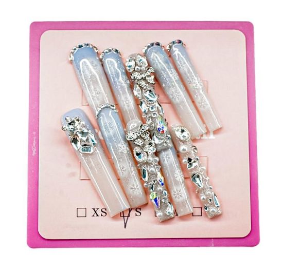 Picture of CROWN HAND PAINTED PRESS-ON NAILS EXTRA LONG - STYLE 9