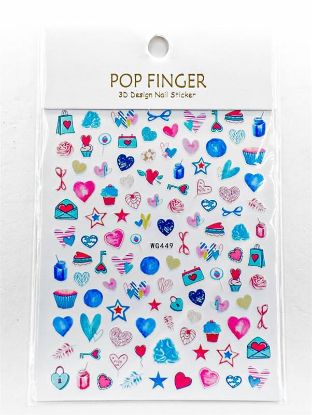 Picture of POP FINGER BLUE HEART STICKER