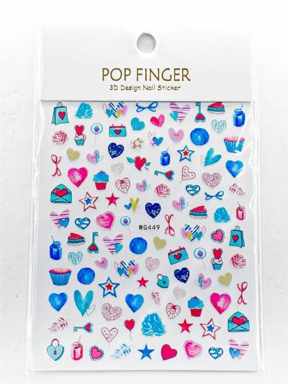 Picture of POP FINGER BLUE HEART STICKER