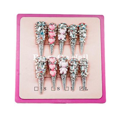 Picture of CROWN HAND PAINTED PRESS-ON NAILS EXTRA LONG - STYLE 22