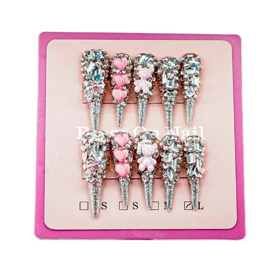 Picture of CROWN HAND PAINTED PRESS-ON NAILS EXTRA LONG - STYLE 22