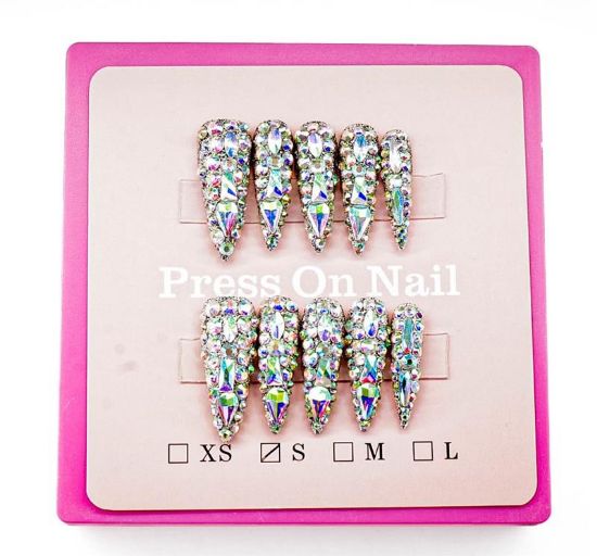 Picture of CROWN HAND PAINTED PRESS-ON NAILS EXTRA LONG - STYLE 13