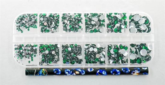 Picture of GREEN RHINESTONES WITH PICKER 12PC
